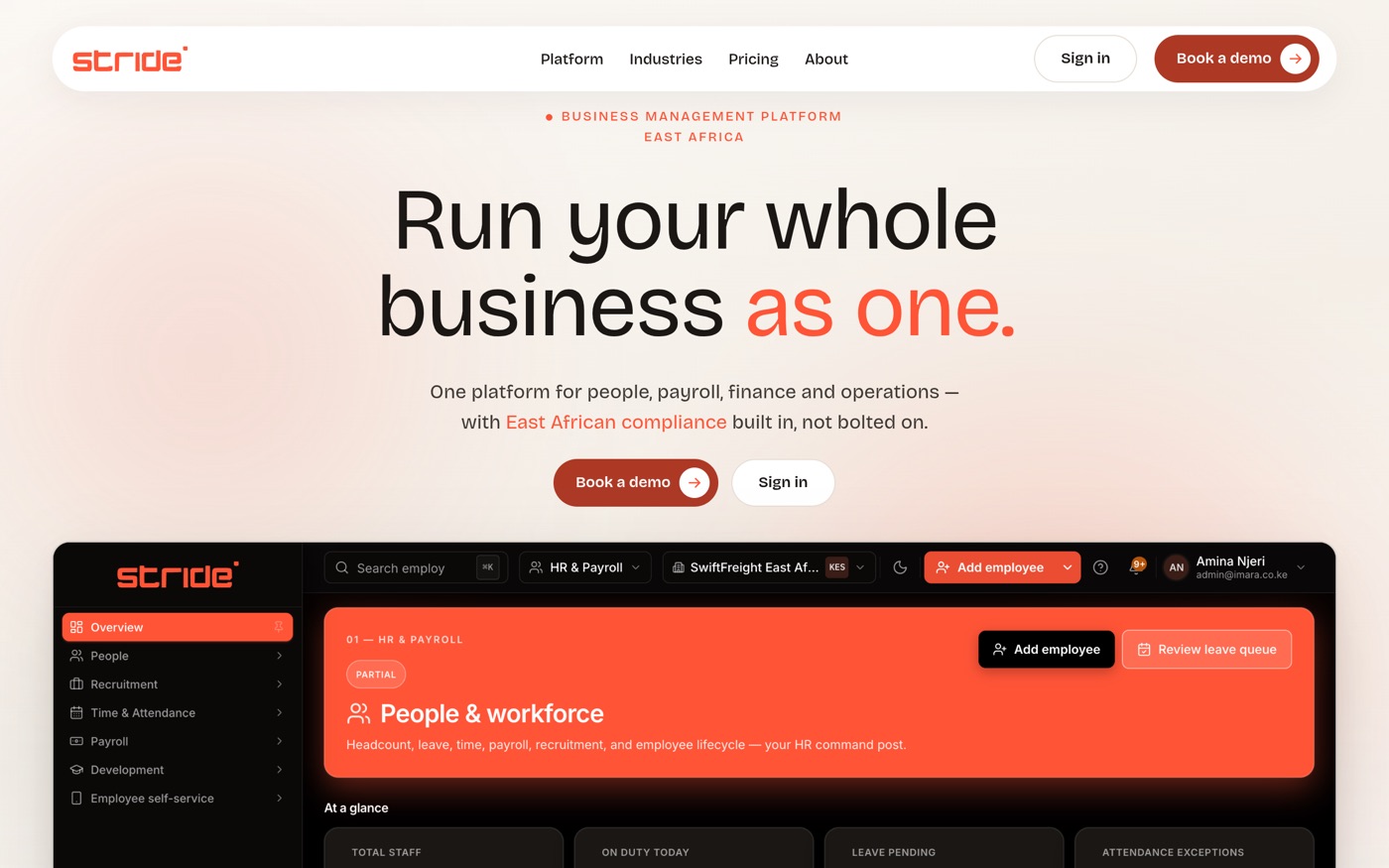 Stride: Our own product — the platform pattern we proved in client work, productised.